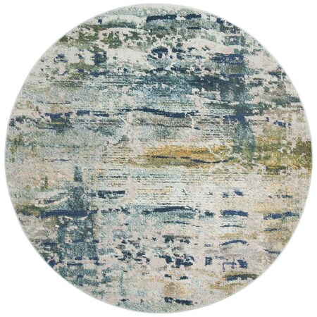 Safavieh Monaco Power Loomed Round Area RugBlue & Grey 6 ft.-7 in. x 6 ft.-7 in. MNC259M-7R